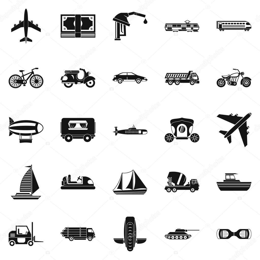 Ride icons set, simple style