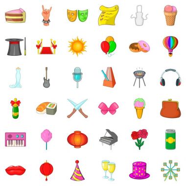 Çiçek Icons set, karikatür tarzı