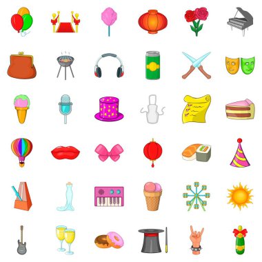 Kutlama Icons set, karikatür tarzı