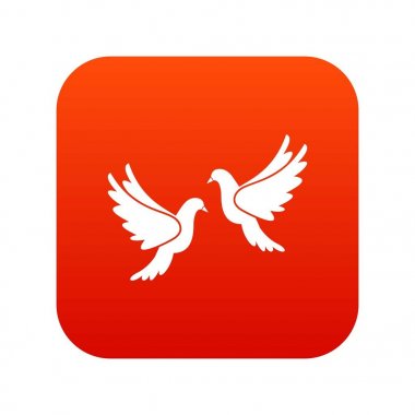 Düğün güvercinler simgesi dijital kırmızı