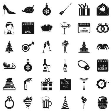 Tatil Icons set, basit tarzı