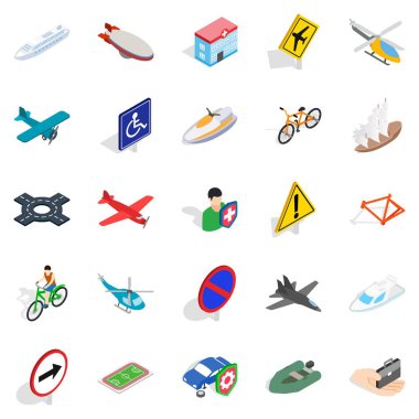 Transfer Icons set, izometrik stili