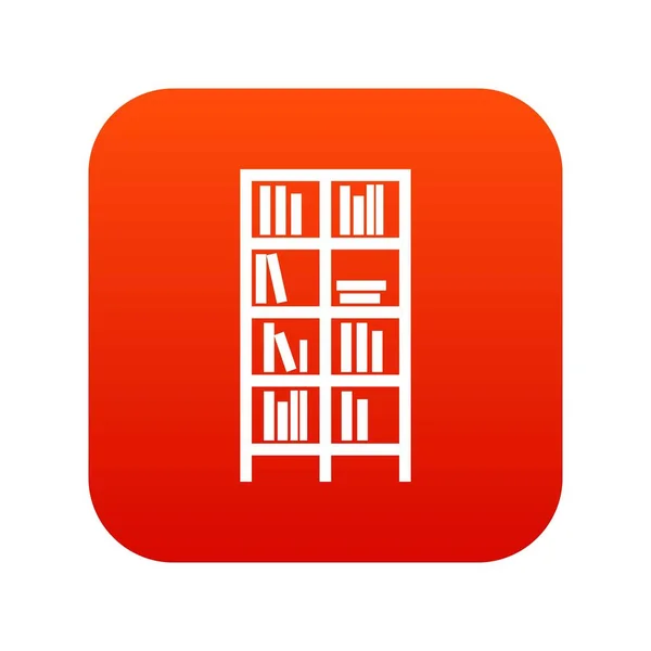 Icône bibliothèque numérique rouge — Image vectorielle