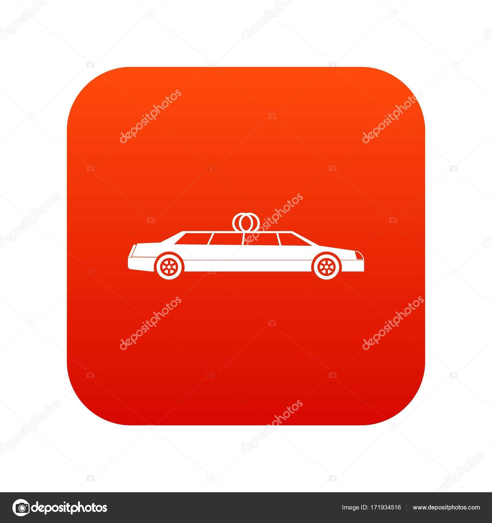 Wedding Car Decoration Icon Digital Red Stock Vector