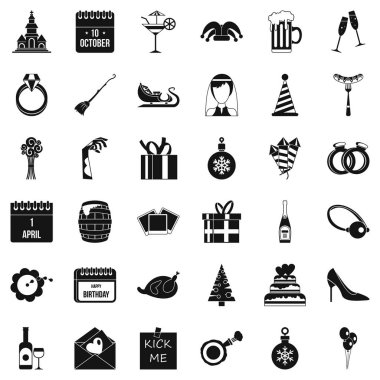 Romantik Icons set, basit tarzı