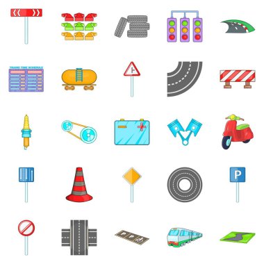 Yol yüzey Icons set, karikatür tarzı