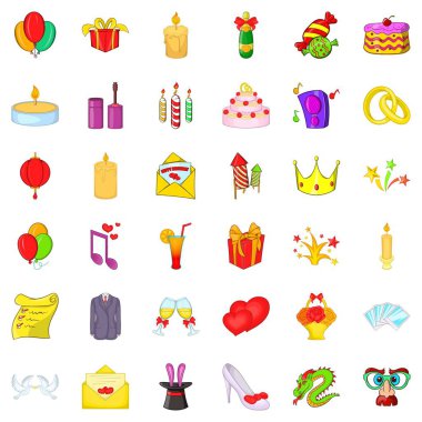 Şampanya Icons set, karikatür tarzı