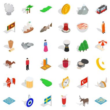 Tatil Icons set, izometrik stili