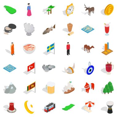 Amblem Icons set, izometrik stili