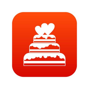Düğün pastası simgesi dijital kırmızı