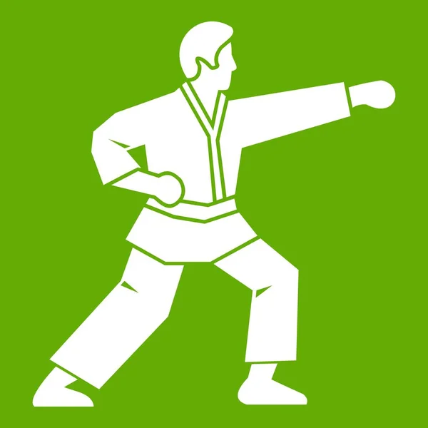 Aikido fighter ikonen grön — Stock vektor