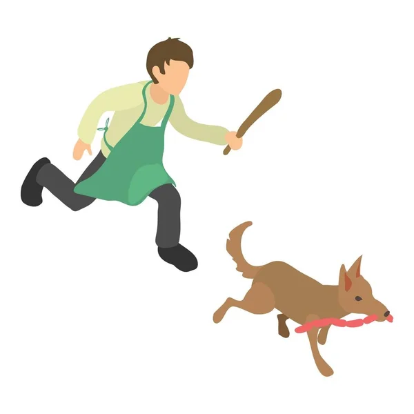 Dog thief icon, isometric 3d style — Stock Vector