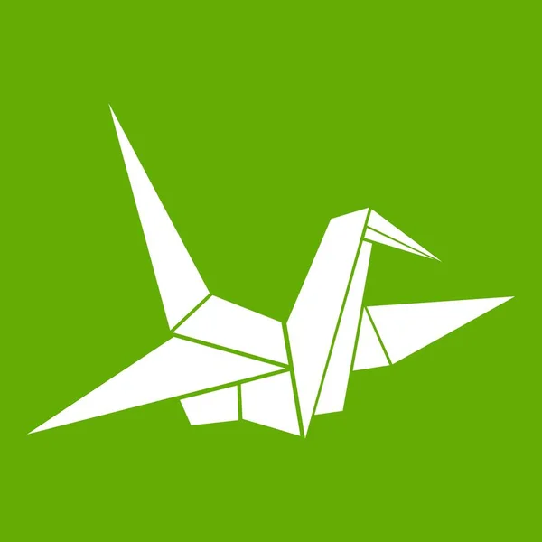 Icona origami uccello verde — Vettoriale Stock