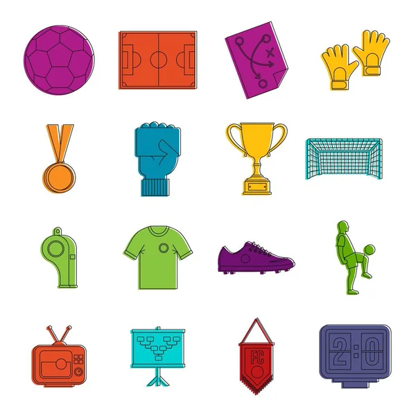 Futebol ícones de futebol doodle set —  Vetores de Stock