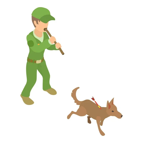 Dog catcher work icon, isometric 3d style — Stock Vector