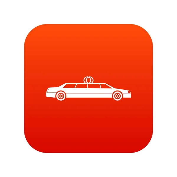 Icono de decoración de coche de boda digital rojo — Vector de stock