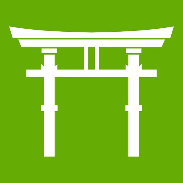 Japanese torii icon green — Stock Vector