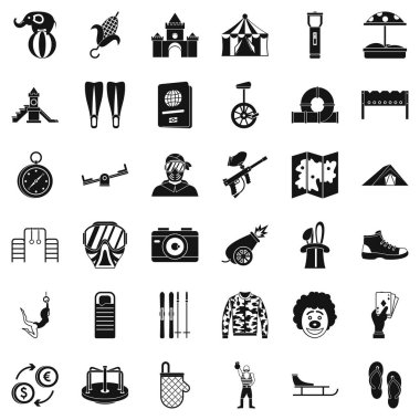 Şemsiye Icons set, basit tarzı