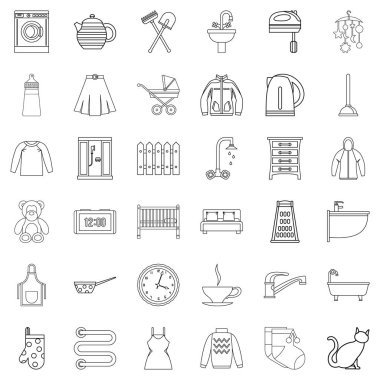 Ev Icons set, anahat stili