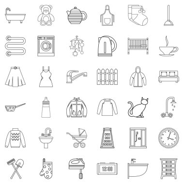 Tesisatçı Icons set, anahat stili