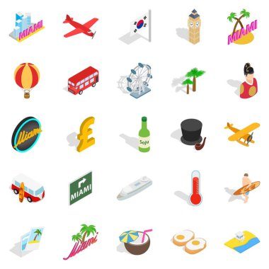 Anıt yer Icons set, izometrik stili