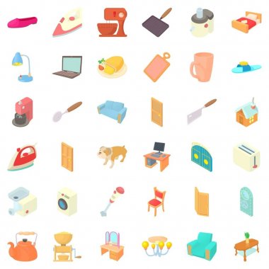 Ev Icons set, karikatür tarzı