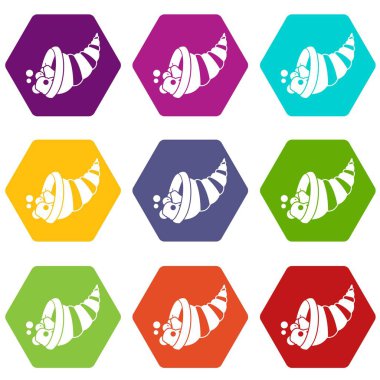 Renk altı yüzlü Şükran bereket simgesi ayarla