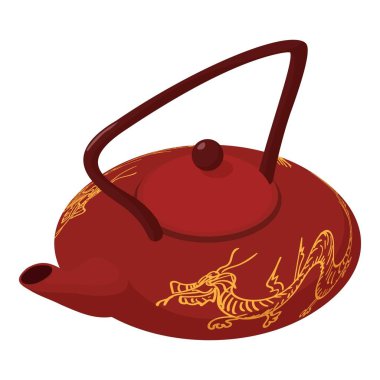 Su ısıtıcısı Çin modern simgesi, izometrik 3d stili