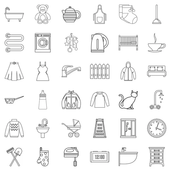 Loodgieter iconen set, Kaderstijl — Stockvector