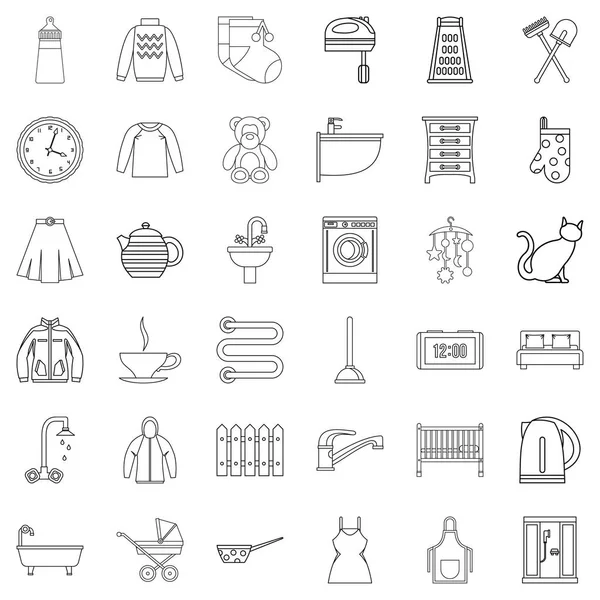 Conjunto de iconos de lámpara, estilo de contorno — Archivo Imágenes Vectoriales