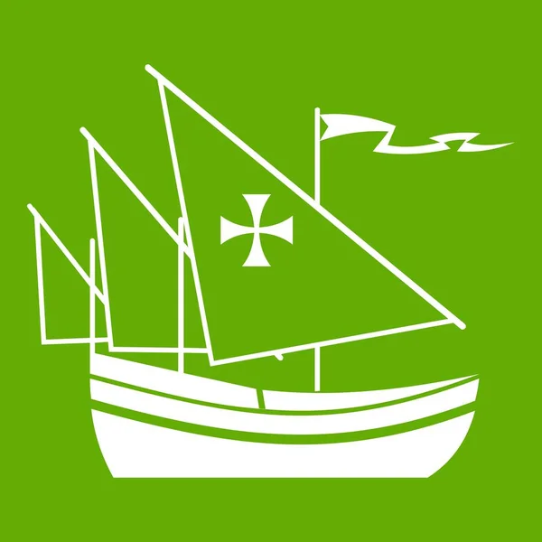 コロンバス アイコン緑の船 — ストックベクタ