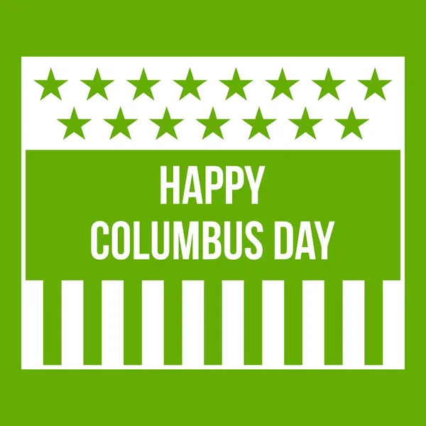 Feliz día de Colón icono verde — Vector de stock