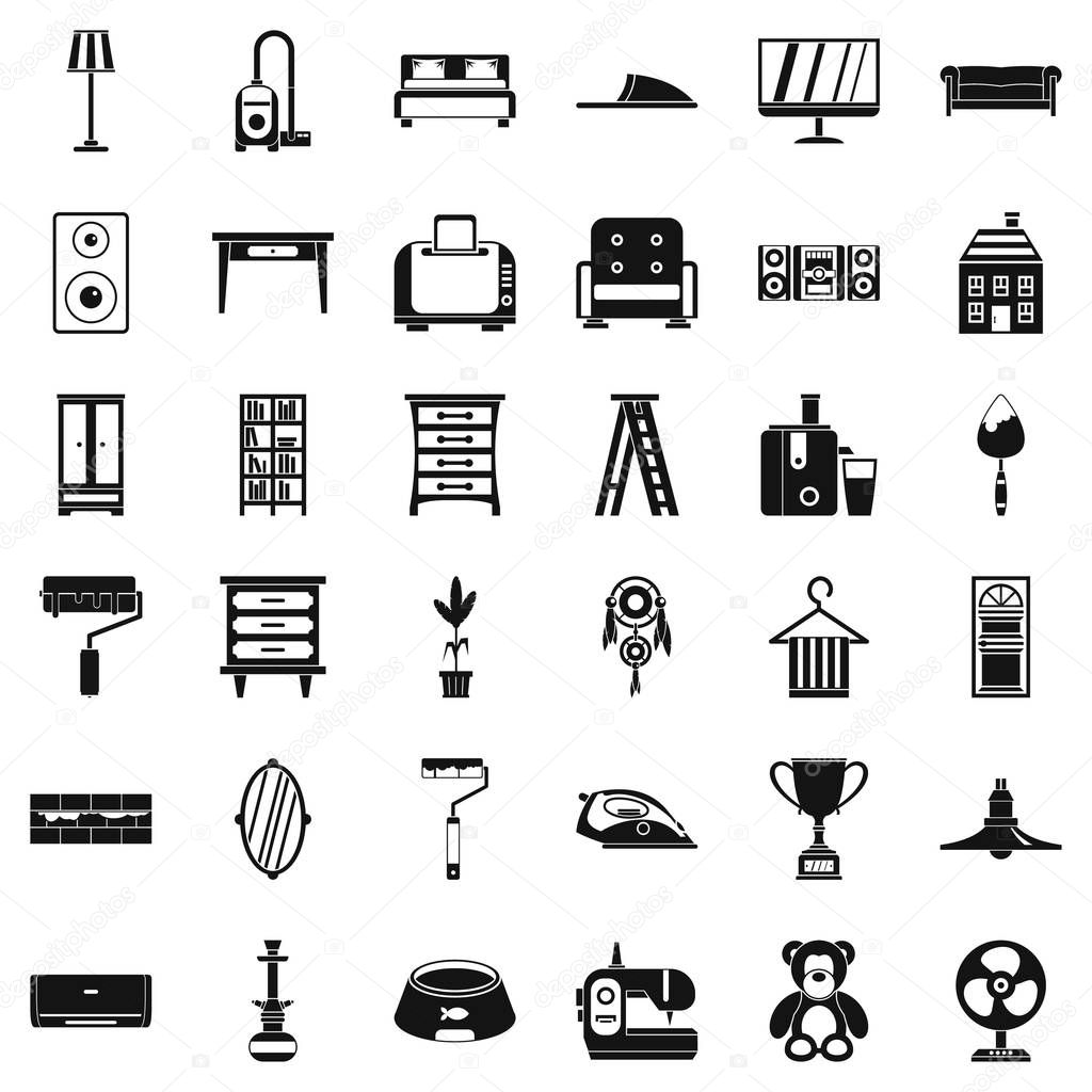 Home icons set. Simple style of 36 home vector icons for web isolated on white background