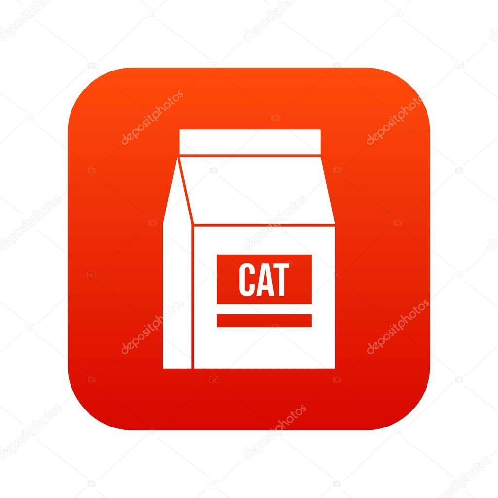 Cat food bag icon digital red