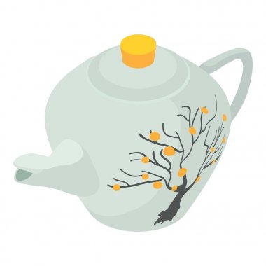 Su ısıtıcısı beyaz simgesi, izometrik 3d stili