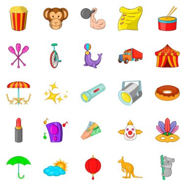 Eğlenceli yer Icons set, karikatür tarzı