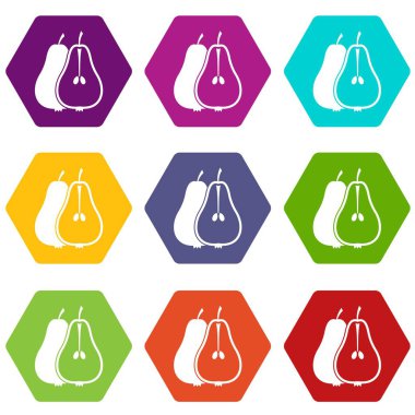 Renk altı yüzlü armut Icon set