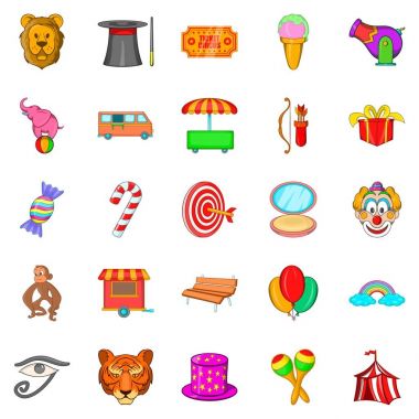 Çocuk Icons set, karikatür tarzı ile tatil