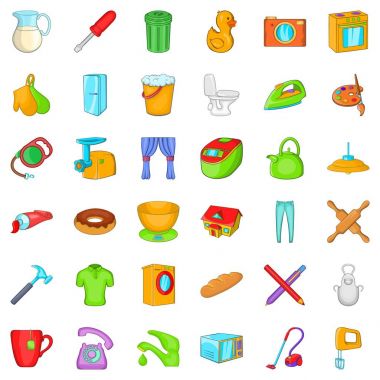 Perde Icons set, karikatür tarzı