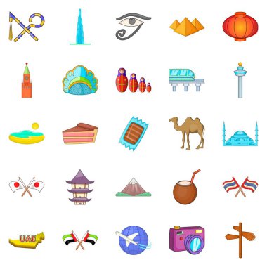 Rehberli tur Icons set, karikatür tarzı