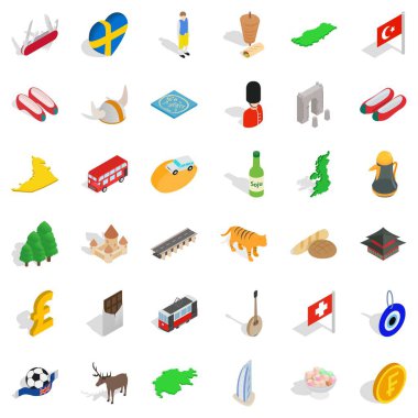 Fırın Icons set, izometrik stili