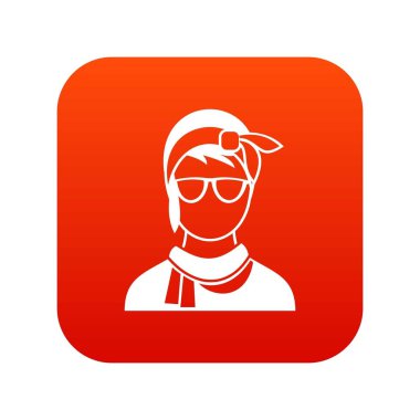 Hipster kadın simgesi dijital kırmızı