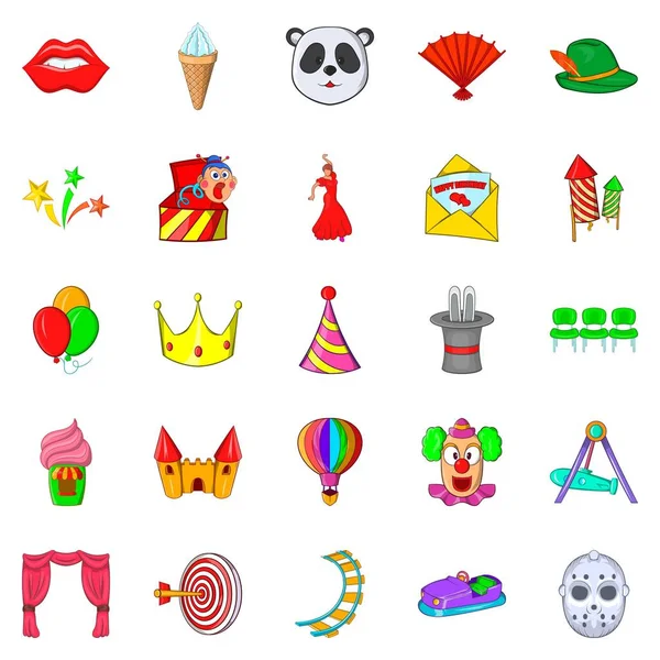 Komik park Icons set, karikatür tarzı