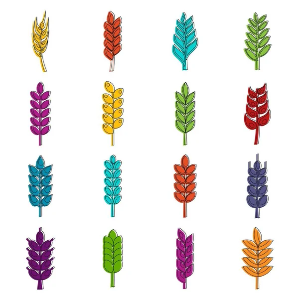 Oído de maíz iconos doodle conjunto — Vector de stock