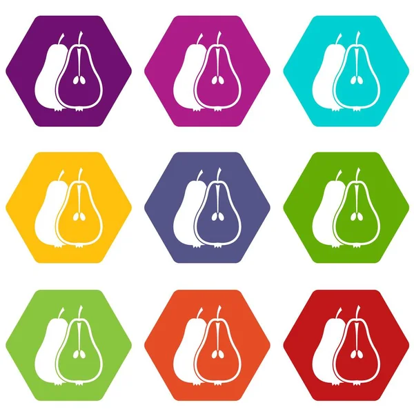 Renk altı yüzlü armut Icon set