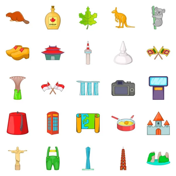 Güzel bir şehir Icons set, karikatür tarzı