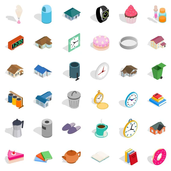 Çaydanlık Icons set, izometrik stili