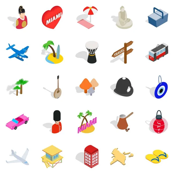 Icons set, izometrik stil keşfetmek