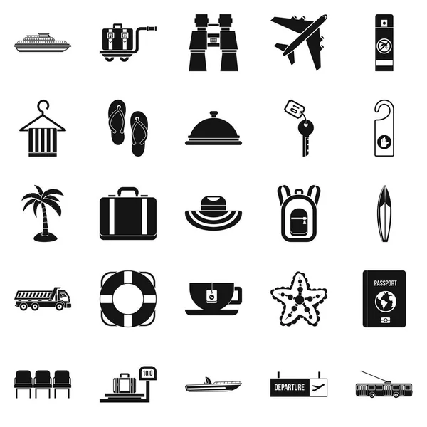 Conjunto de ícones de guia de viagem, estilo simples — Vetor de Stock