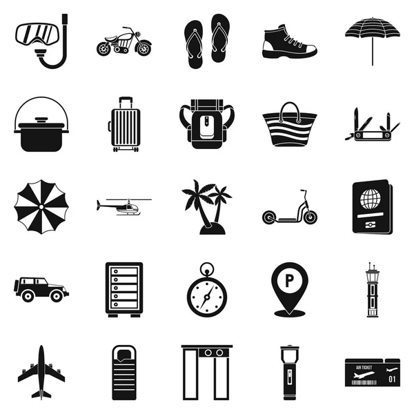 Conjunto de ícones de guia turístico, estilo simples — Vetor de Stock